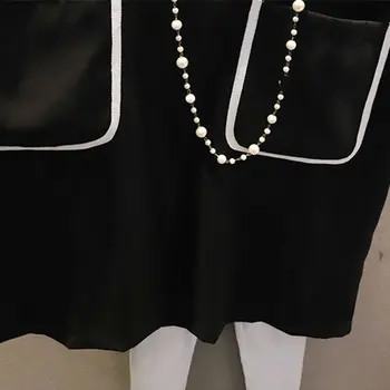 XITAO Juoda Suknelė Mados Naujų Puloveris Mažų Šviežių Laisvalaikio Stiliaus Plisuotos Kišenėje 2021 M. Vasarą Mažumų Elegantiškas Prarasti Suknelė LDD1467
