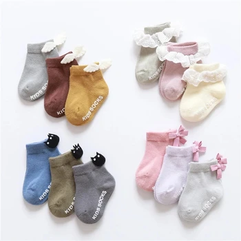 3 poros kūdikis, mergaitė, berniukas, kojinės nėrinių pynimas Lankas naujagimių bebe pigūs daiktai grindų anti slip sox vaikai infantil drabužių priedai