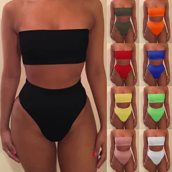 Maudymosi kostiumėlis iš Dviejų dalių, Vientisų maudymosi Kostiumėliai, Brazilijos Paplūdimio Moterų Biquini 2021 Seksualus High Waisted Stebėjimo Vamzdis Top Bikini Komplektas
