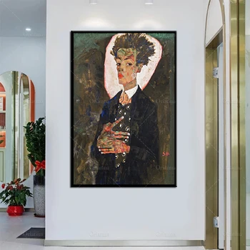 Egonas Schiele autoportretas 1911Art Spausdinti Plakato Meno Tapybos Drobės Hd Sienos Modulinių Namų Puošybai Nuotraukas