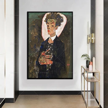 Egonas Schiele autoportretas 1911Art Spausdinti Plakato Meno Tapybos Drobės Hd Sienos Modulinių Namų Puošybai Nuotraukas