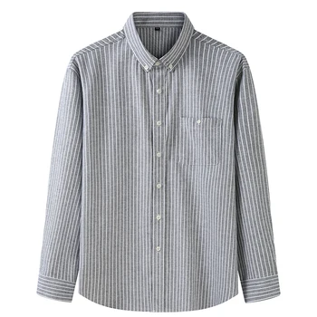 Didelio dydžio, ilgomis rankovėmis vyriški medvilniniai patogūs dryžuotas marškinėliai verslo oficialią dėvėti atsitiktinis palaidų verslo dėvėti negabaritinių 10XL