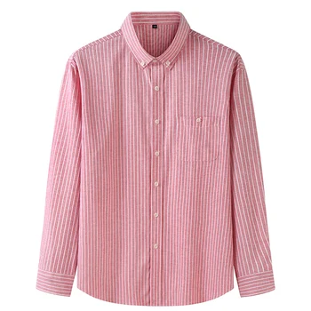 Didelio dydžio, ilgomis rankovėmis vyriški medvilniniai patogūs dryžuotas marškinėliai verslo oficialią dėvėti atsitiktinis palaidų verslo dėvėti negabaritinių 10XL