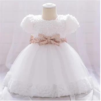 Naujas Baltos Spalvos Tutu Mažoji Princesė Pirmojo Gimtadienio Suknelė Blizgučiais Lankas Baby Girl Drabužiai Bamblys Krikšto Drabužius Kūdikiams, Vestidos