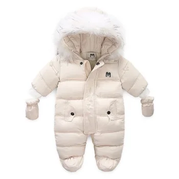 -30 Laipsniu Rusijos Žiemos Kūdikių Snowsuit Tirštėti Gobtuvu Medvilnės Kūdikių Berniukų Žiemos Rompers Naujagimių Mergaičių Jumpsuit Bamblys Sniego Kostiumas