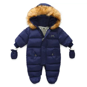 -30 Laipsniu Rusijos Žiemos Kūdikių Snowsuit Tirštėti Gobtuvu Medvilnės Kūdikių Berniukų Žiemos Rompers Naujagimių Mergaičių Jumpsuit Bamblys Sniego Kostiumas