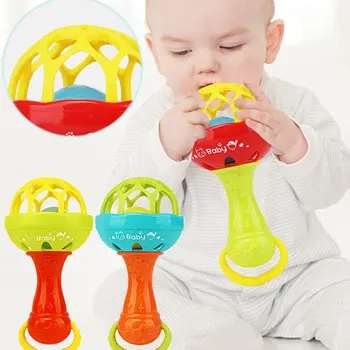1pcs naujų Smagių žaidimų kūdikiui minkštos gumos teether barška lazdele multi-funkcinis kūdikių barška klijuoti su teether kūdikis, ranka ūkyje žaislas