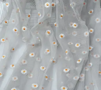 2meter Daisy Gėlių Siuvinėjimas Tiulio Minkštas Tinklelio Audinio Suknelė, Sijonas Skaidrus Nėriniai Net Marlės audinio Drabužių Audiniai 
