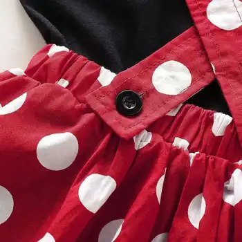 0-3Y Vasarą Gana Kūdikiams, Vaikams, Kūdikių Mergaičių Drabužių Rinkiniai Black Marškinėliai Topai+Dot Spausdinti Raudona Suknelė
