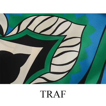 TRAF moteriški Drabužiai 2021 Palaidinės Ir Marškinėliai Su Diržu Spausdinti Wrap Kimono Palaidinė Prarasti Derliaus Trys Ketvirtį Rankovės Moterų Topai