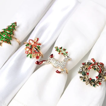 1PC Kalėdų Servetėlių Žiedas Turėtojai Kalėdų stalo Dekoracija namuose Metalo elnių ragų audinio žiedas Vestuvių Puotą Viešbutis Lentelė Sup