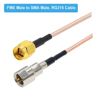 1PCS FME Vyrų SMA Male Plug RG316 Galiuku RF Koaksialinis Kabelis Jumper FME SMA ilgintuvas 3G Modemas 15CM~100CM