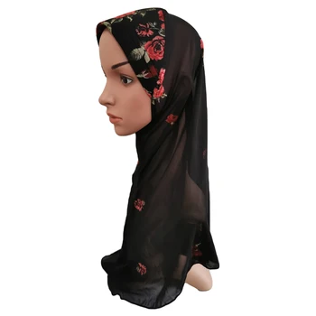 Gėlių Spausdinti Hijab Amira Musulmonų Moterų Galvos Apdangalą Kaklo Skrybėlę, Šaliką, Kaklaskares Islamo Turbaną Skarelės Plaukų Slinkimas Bžūp Skarelė Galvos Apdangalai