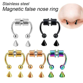Magnetinio Netikrą Nosį, Žiedas iš Nerūdijančio Plieno Dirbtiniais False Nosies Žiedą, Ne Pradurtas Įrašus Nosies Hoop Žiedai Rūdžių įrodymas, Jokio Blukimo AA