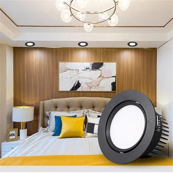 Pritemdomi COB LED prožektoriai, lubų lempa, AC85-265V aliuminio embedded downlight patalpų apšvietimas, apvalus led panel šviesos, 3W 5w7w9w