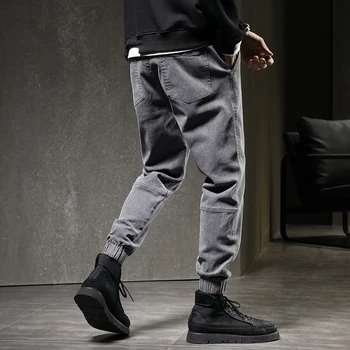 2021 m. rudenį naujų elastinga juosmens nėriniai-up džinsai vyrų mados tendencija elastinga mažų kojų Harlan atsitiktinis laukinių laisvas