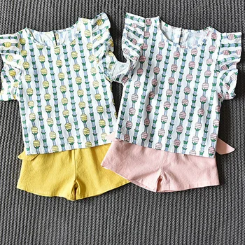 Drabužių Rinkiniai 2021 Vaikų Drabužių Rankovių Lankas T-shirt+Print Kelnes 2vnt Vaikams Drabužių Rinkiniai Baby Girl kostiumas