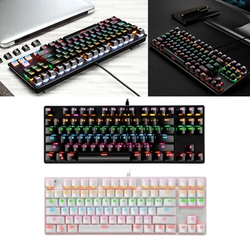 Mechaninė Žaidimų Klaviatūra, RGB LED Rainbow Apšvietimu Laidinė Klaviatūra, skirta 