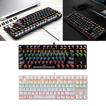 Mechaninė Žaidimų Klaviatūra, RGB LED Rainbow Apšvietimu Laidinė Klaviatūra, skirta 