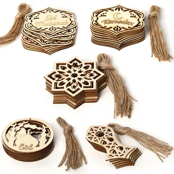 10vnt Ramadanas Kareem Apdaila Medinių Amatų Kabo Pakabukas eid mubarakas dekoro Namų Islamo Musulmonų adornos Šalies accesories