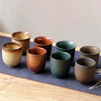 CHANSHOVA Kinijos retro stiliaus Matinės tekstūros Keramikos 170/180ml Teacup Kavos puodelio Rupi keramikos Arbatos rinkinys H382
