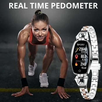 H8 Smart Žiūrėti Sporto Širdies ritmo Monitorius IP67Waterproof Fitneso Apyrankę Mergaitė Moterų Sporto Watche Smartwatch metalo 