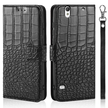 Telefono dėklas Sony Xperia C4 Dual E5333 E5306 E5303 Atveju Piniginės Krokodilas Tekstūros Oda Knygos Dizainas Telefono Coque 