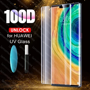 100D, UV Klijai Visiškai Sceen Gynėjas P Smart Plus 2019 P Smart Z Skystis UV Grūdintas Stiklas Huawei mate 20 30 P20 30 Pro 5G