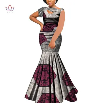 2021 Afrikos Suknelės Moterims Heidi Bazin Riche Stiliaus Femme Bodycon Lady Spausdinti Vaškas Plius Dydis Šalis Ilgai Vestuvių Vestido Wy8602