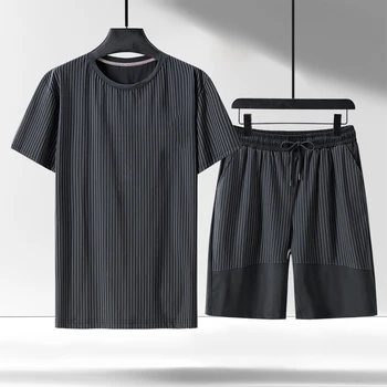 9XL-4XL Plius dydis 2021New Mados sportiniai, vyriški laisvalaikio vasaros Vyrų kostiumas vyriški medvilniniai marškinėliai + spausdinami paplūdimio šortai marškinėliai