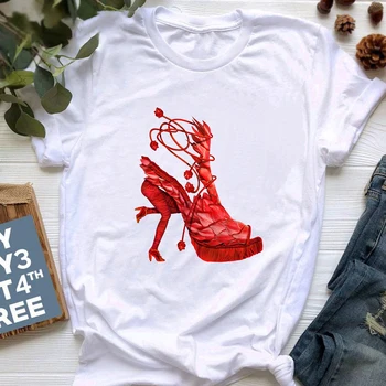 Harajuku Vasaros Marškinėliai Moterims seksualus aukšto kulno batai print 