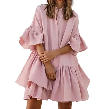Preppy Stilius Vasaros Moterų Suknelė 2021 Prašmatnus, Saldus, Rožinis-Line Mini Suknelės Su Rankovėmis Varpo Pavasarį Studentų Drabužiai Mergaitėms