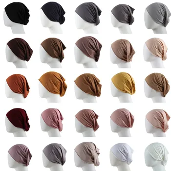 10 dienų pristatymas Medvilnės Vidinį Hijab Kepurės Musulmonų Ruožas Turbaną Bžūp Islamo Underscarf variklio Dangčio Skrybėlę Moterų Lankelis 56 spalvų