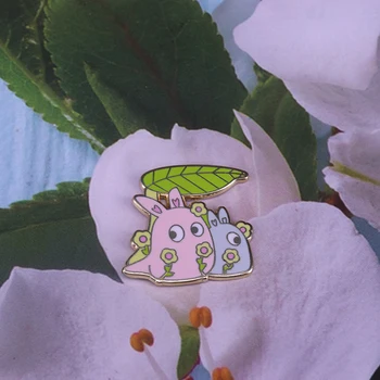 Ghibli Anime Mano Kaimynas Totoro atlapas Pin Bunny Triušiai Gėlė Sagė