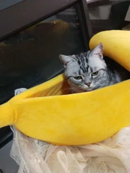 Bananų Katė Lova Namas Mielas Bananų Mažylis Pagalvėlė Veislynas Šiltas, minkštas Pet statyti kačių Reikmenys Kilimėlis Lovos Katės Kačiukai