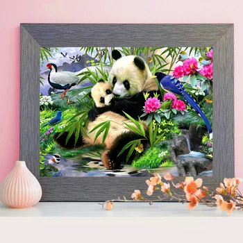Huacan 5D Diamond Siuvinėjimo Pardavimo Panda Nuotraukas Strazdų Deimantų Meno Tapybos Paukščių Mozaika yra Rankų darbo Dovana