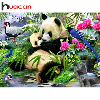 Huacan 5D Diamond Siuvinėjimo Pardavimo Panda Nuotraukas Strazdų Deimantų Meno Tapybos Paukščių Mozaika yra Rankų darbo Dovana