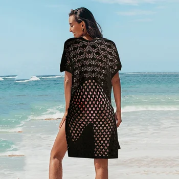 Dviejų Spalvų Korio Nėrinių Tunika Padengti Moteris Seksualus V-kaklo, Tuščiaviduriai Paplūdimio Mini Suknelė 2021 M. Vasaros Maudymosi Kostiumą Paplūdimio