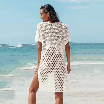 Dviejų Spalvų Korio Nėrinių Tunika Padengti Moteris Seksualus V-kaklo, Tuščiaviduriai Paplūdimio Mini Suknelė 2021 M. Vasaros Maudymosi Kostiumą Paplūdimio