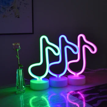 Creative Muzikos LED Formos Neon Naktį Šviesos Baterija USB Lentelė Naktį Lempos Kalėdų dovana Vaikams Kambariai Miegamasis Šalies Apdaila