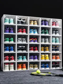 MUMS 6-12pcs Didelių Batų dėžę dėti vieną ant kito Ekrano Stalčių Saugojimo Kulno Atveju Kabineto Sneaker Plastiko Organizatorius Namų spinta organizatorius