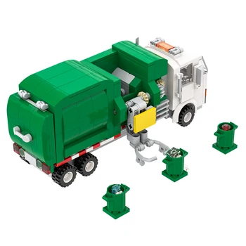Žaislai SS Aukštos TechRubbish Sunkvežimių Sanitarijos Automobilį, Statyba Blokai, Modulinės Transporto priemonės Bloko Modelis, Vaikų Dovanų