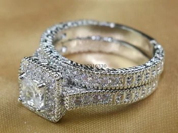 Princesė Iškirpti Asmenybės Žavesio Žiedas Dvigubas Žiedas Ponios Dalyvavimas Vestuvių Žiedas
