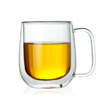 Homies 250ML stiklo puodelis su rankena Dvigubos Sienelės Stiklo Puodelis akiniai Atsparūs Kinijos arbatos puodelio dvigubo stiklo Kava/Arbata/pienas/Kelionės Taurė