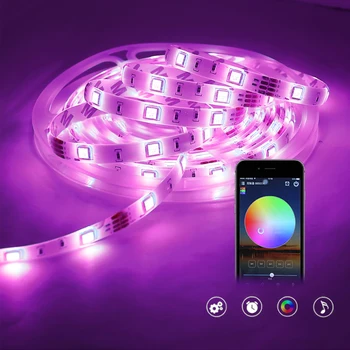 5050 LED RGB Šviesos Juostelės Bluetooth LED šviesos Miegamojo puošmena Apšvietimas Lanksčios Juostelės Juostelės Smart lempos 5M 10M, 15M 20M luces