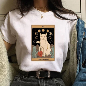 Animacinių filmų Katės Art Print T Shirt Moterims trumpomis Rankovėmis O-kaklo Femme marškinėliai Atsitiktinis Vasaros Prarasti Tee Viršūnes Moterims, Drabužiai Nauji