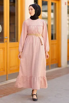 Aikštė Modelis Šiaudų Diržų Suknelė Turkijos Musulmonų Mados Hijab Islamas Drabužių Dubajus Istanbulstyles 2021