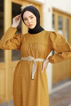 Aikštė Modelis Šiaudų Diržų Suknelė Turkijos Musulmonų Mados Hijab Islamas Drabužių Dubajus Istanbulstyles 2021
