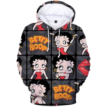 Betty BOOP Klasikinis Mados 3D Populiarus Pliušinis Hoodie Rudenį Ir Žiemą, Berniukų, Mergaičių Hip-Hop Elementai Atsitiktinis Stilius Spausdinti