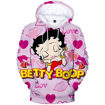 Betty BOOP Klasikinis Mados 3D Populiarus Pliušinis Hoodie Rudenį Ir Žiemą, Berniukų, Mergaičių Hip-Hop Elementai Atsitiktinis Stilius Spausdinti